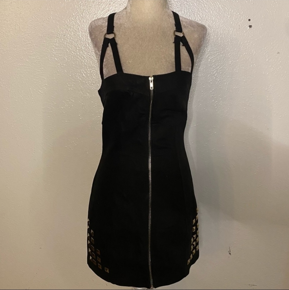 🖤 Jawbreaker punk rock halter dress metal studs S M